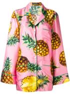 Dolce & Gabbana - Pineapple Print Pyjama Shirt - Women - Silk - 38, Women's, Pink/purple, Silk