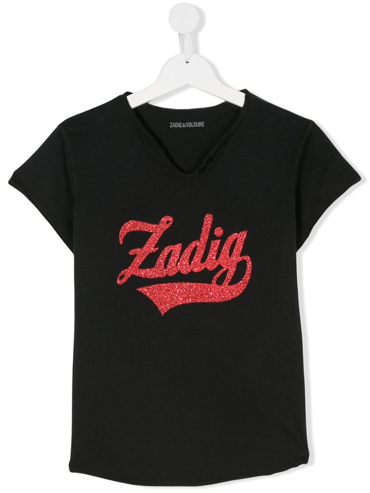 Zadig & Voltaire Kids Glittered Logo T-shirt - Black