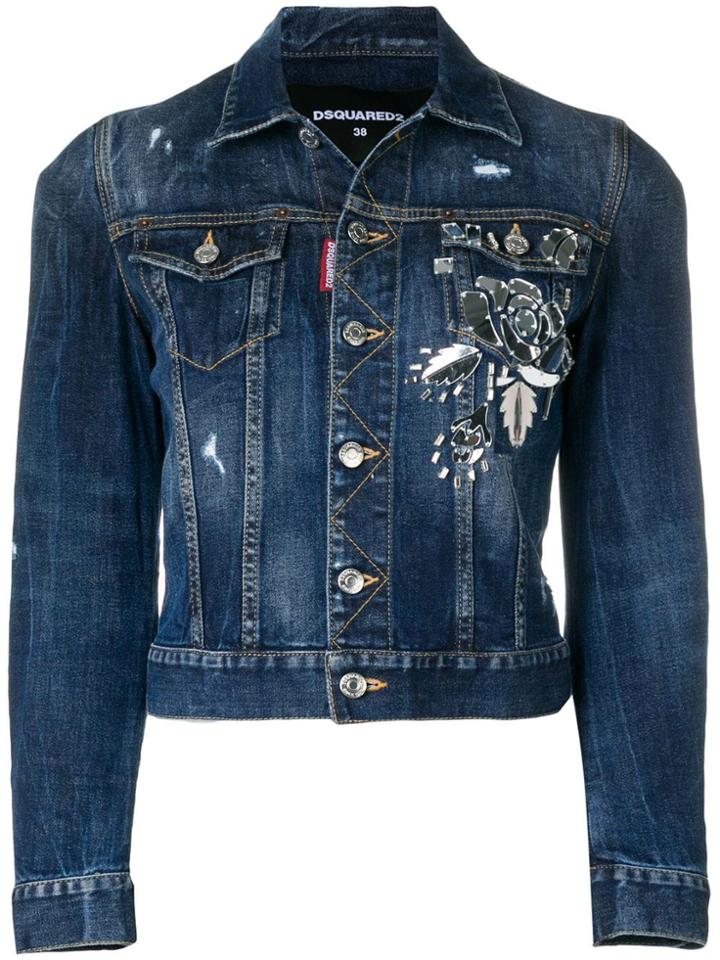 Dsquared2 Embellished Denim Jacket - Blue