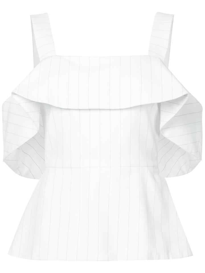 Christian Siriano Off-the-shoulder Pinstriped Blouse - White