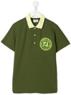 Fendi Kids Teen Logo Print Polo Shirt - Green
