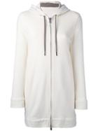 Eleventy - Drawstring Zipped Hoodie - Women - Silk/polyester/acetate/cashmere - 42, White, Silk/polyester/acetate/cashmere