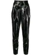 Laneus High-waist Faux Leather Trousers - Black