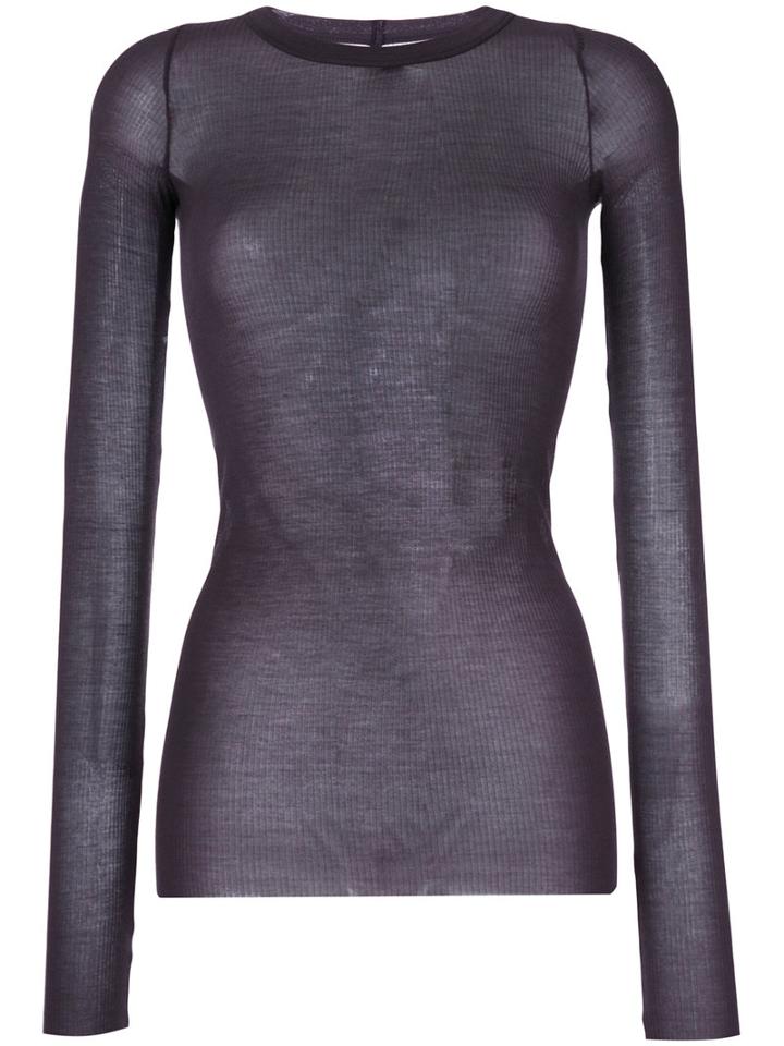 Rick Owens - Ribbed T-shirt - Women - Silk/viscose - 44, Pink/purple, Silk/viscose