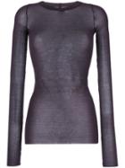 Rick Owens - Ribbed T-shirt - Women - Silk/viscose - 44, Pink/purple, Silk/viscose