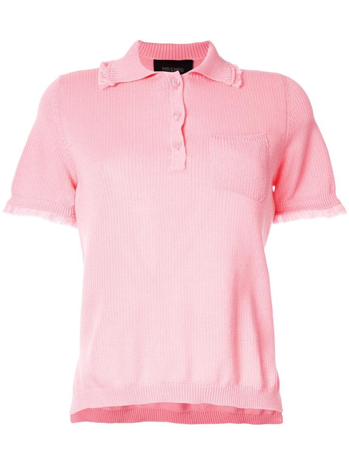 Mr & Mrs Italy Frayed Hem Polo Shirt - Pink