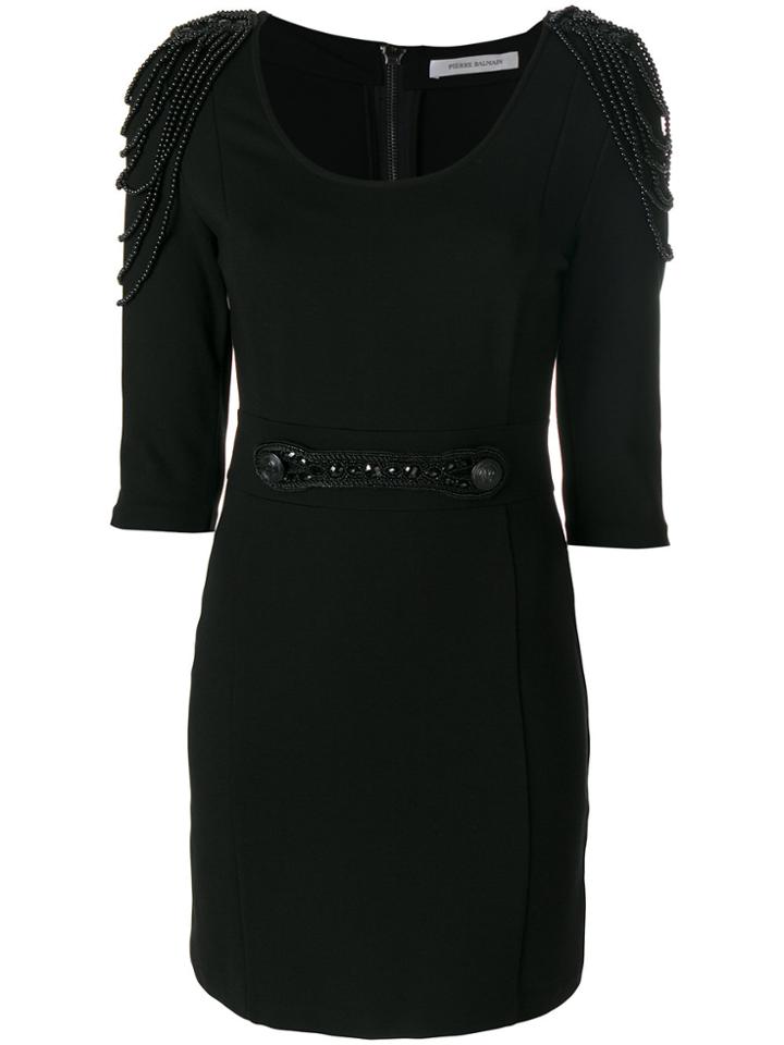 Pierre Balmain Beaded Embroidery Dress - Black