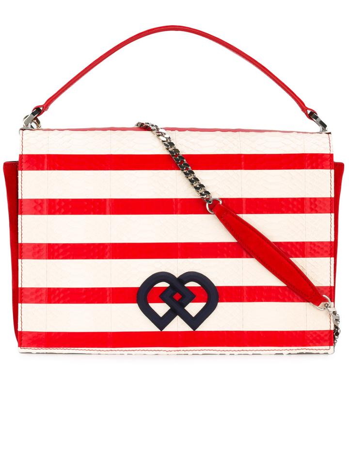 Dsquared2 - Large Dd Striped Bag - Women - Goat Skin/lamb Skin/snake Skin/viscose - One Size, White, Goat Skin/lamb Skin/snake Skin/viscose