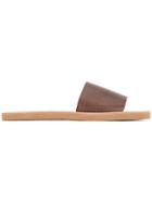 Ancient Greek Sandals Single Strap Slides - Brown