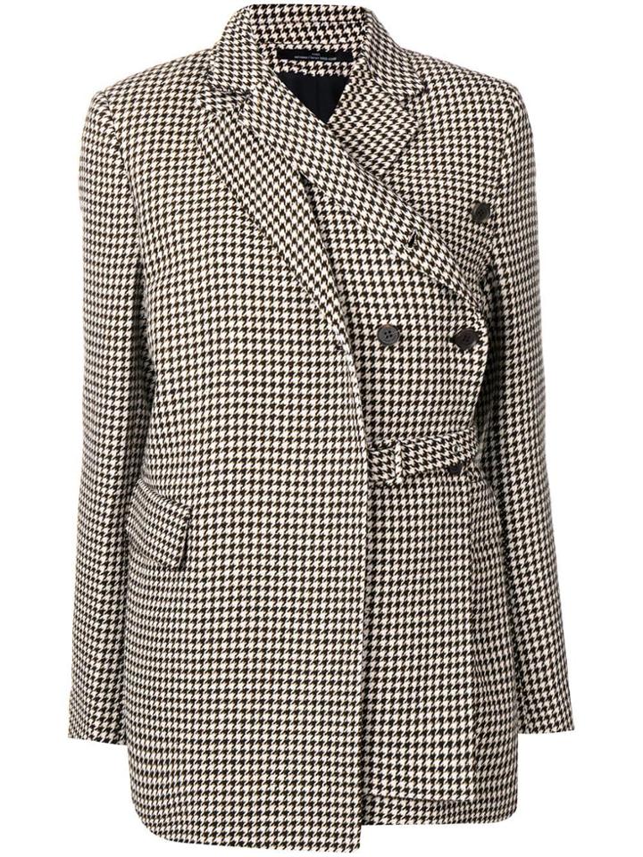 Rokh Short Houndstooth Coat - Neutrals