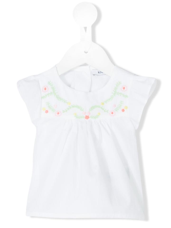 Knot - Poplin Embroidered Chambre Top - Kids - Cotton - 1 Mth, White