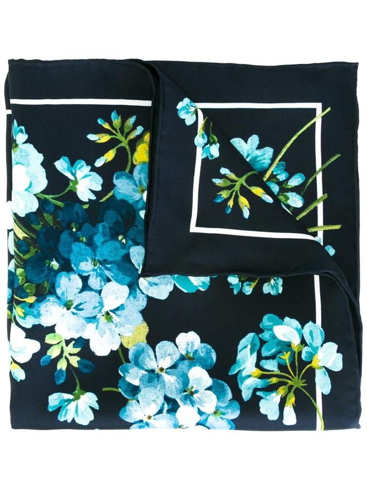 Gucci Floral Pattern Pocket Square, Men's, Blue, Silk