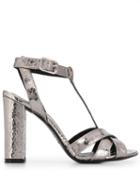 Twin-set T-bar Block Heel Sandals - Silver