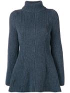 Nehera Roll Neck Ribbed Knit Sweater - Blue