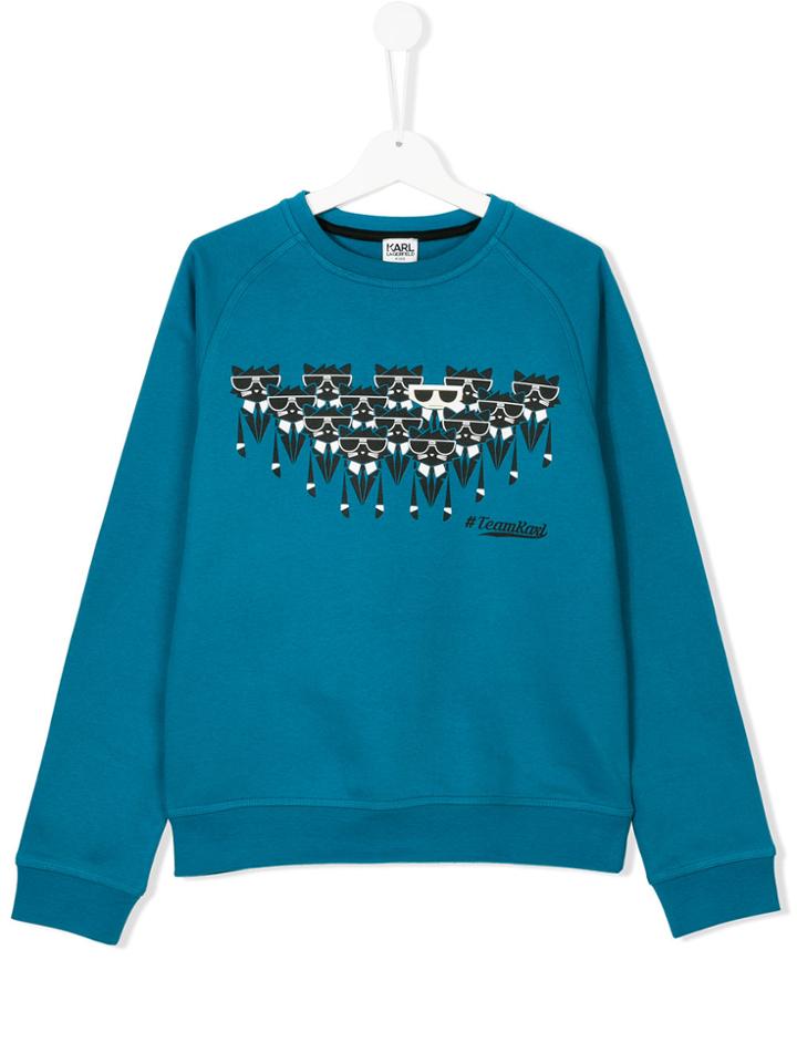 Karl Lagerfeld Kids Teen Choupette Print Sweatshirt - Blue