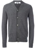 Comme Des Garçons Play V-neck Cardigan, Men's, Size: Large, Grey, Wool