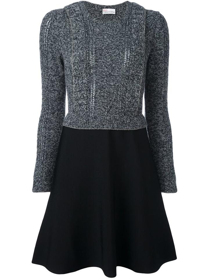 Red Valentino Knit Longsleeved Short Dress, Women's, Size: Small, Grey, Polyamide/viscose/wool/alpaca