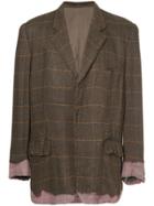 Comme Des Garçons Vintage Dop-dyed Oversized Checked Blazer - Brown