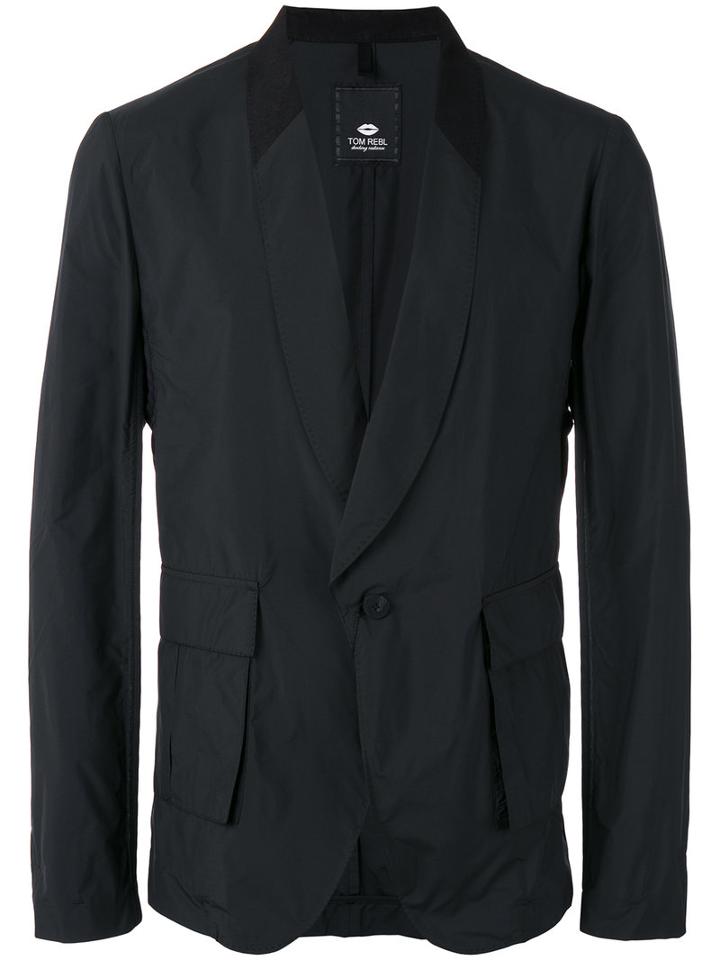 Tom Rebl Shawl Lapel Blazer, Men's, Size: 50, Black, Linen/flax/polyester/spandex/elastane/viscose
