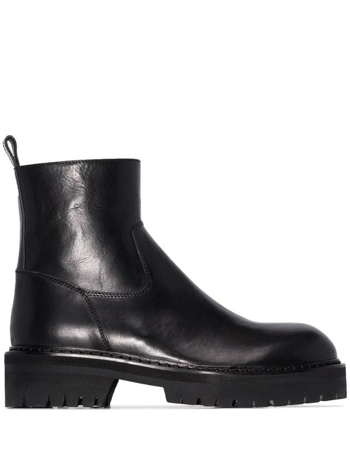 Ann Demeulemeester Annd Flt Tucson Lthr Ankl Bt - Black