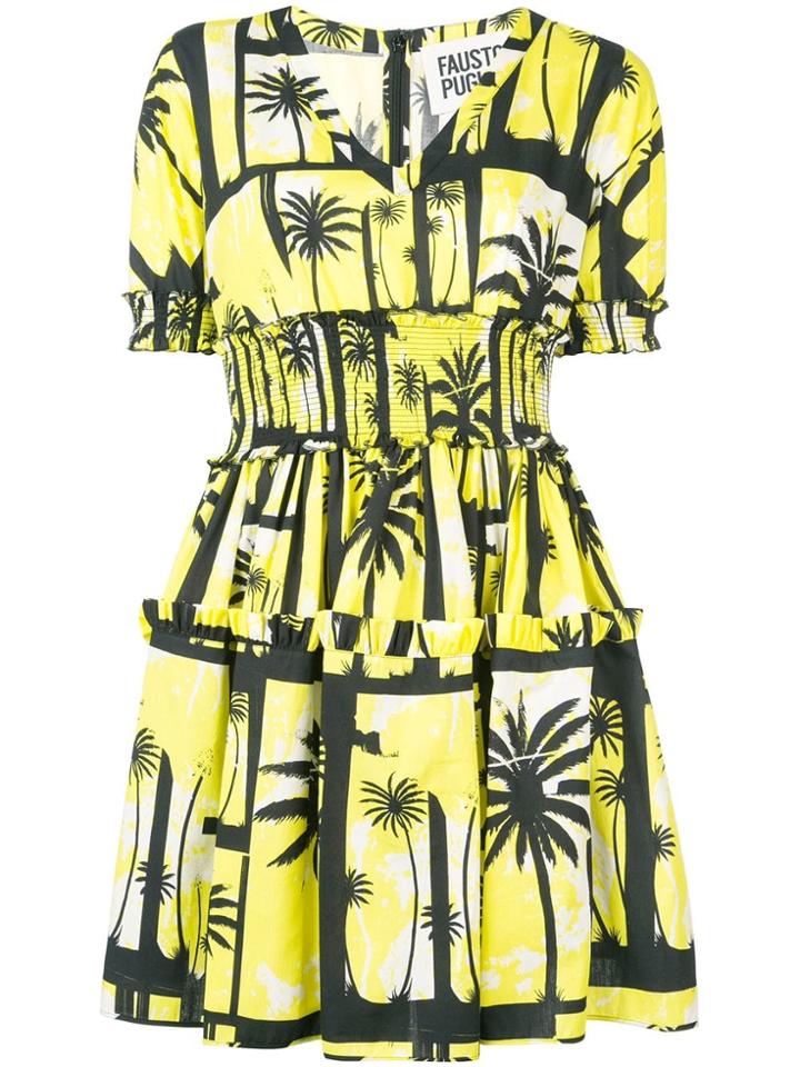 Fausto Puglisi Palm Tree Print Dress - Yellow