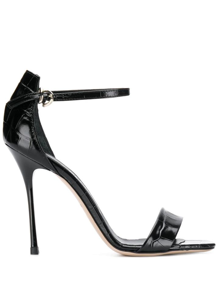 Marc Ellis Crocodile Embossed Sandals - Black