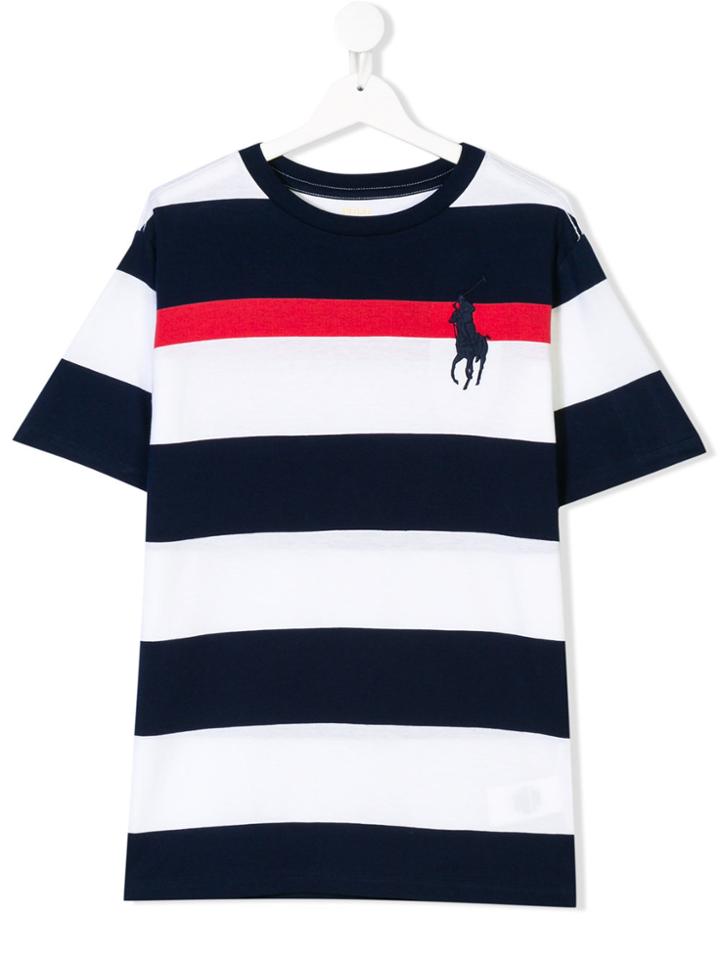 Ralph Lauren Kids Striped Logo T-shirt - White