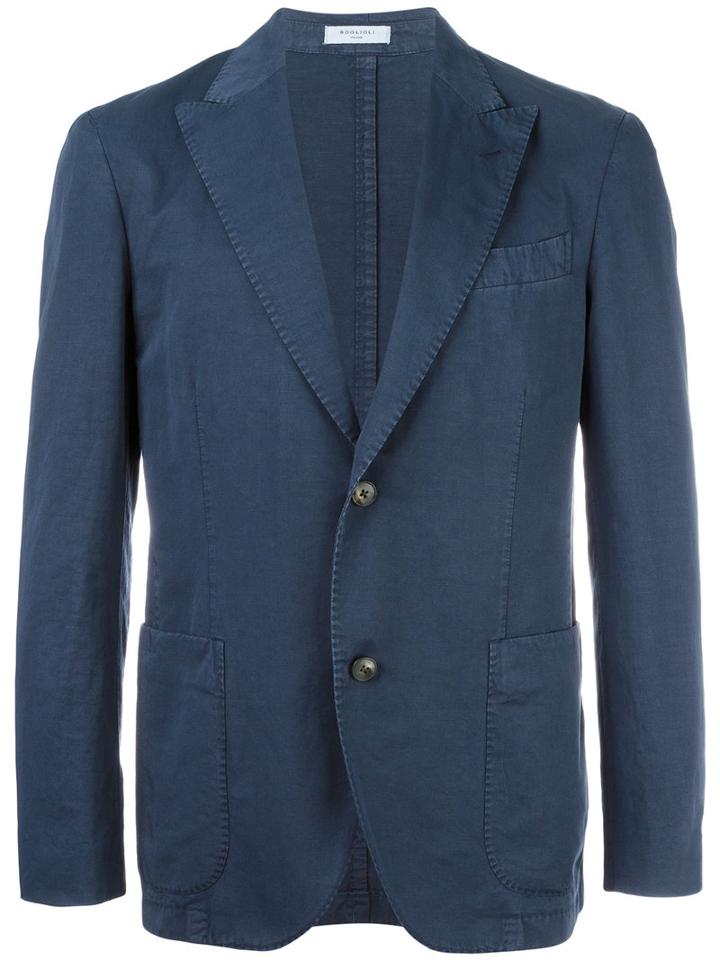 Boglioli Two Button Blazer, Men's, Size: 54, Blue, Cupro/cotton/linen/flax