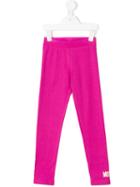 Moschino Kids Logo Print Leggings, Girl's, Size: 12 Yrs, Pink/purple