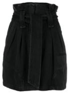 Iro Paper-bag Waist Denim Skirt - Black
