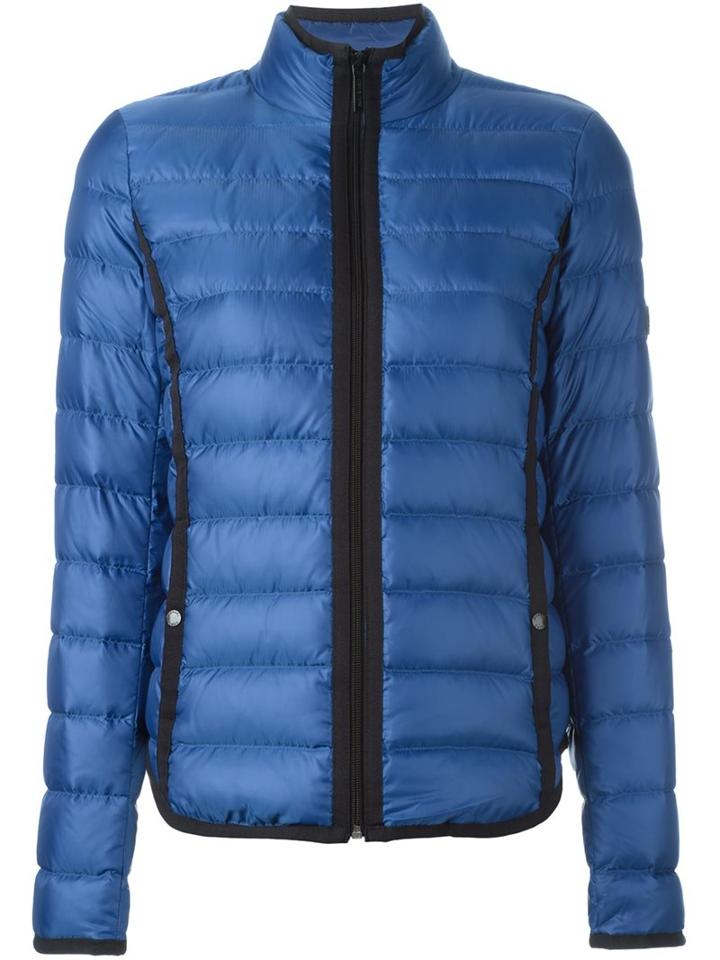 Michael Michael Kors Trimmed Puffer Jacket, Women's, Size: Small, Blue, Polyester