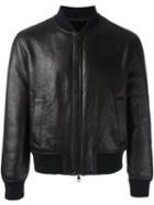 Neil Barrett Zipped Bomber Jacket, Men's, Size: Large, Black, Leather/polyamide/spandex/elastane/polyacrylic