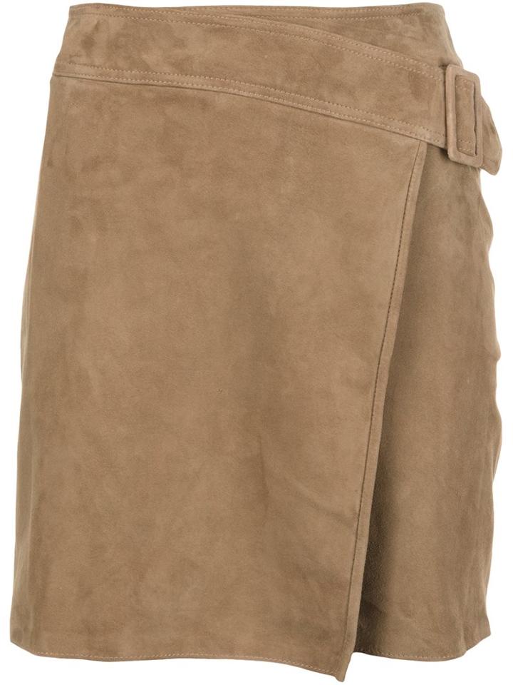Vince Wrap Skirt, Women's, Size: 0, Brown, Goat Suede