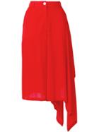 Marios Asymmetric High-waisted Skirt - Red
