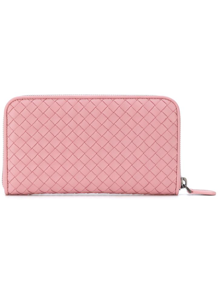 Bottega Veneta Woven Continental Wallet - Pink & Purple