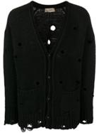 Maison Flaneur Ripped V-neck Sweater - Black
