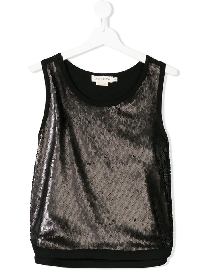 Andorine Teen Sequin Embellished Top - Black