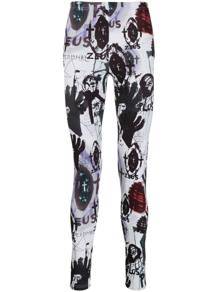 Comme Des Garçons Homme Plus Graphic Print Leggings - Black