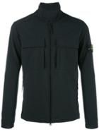Stone Island Cargo Pocket Zip Jacket, Men's, Size: Xxl, Black, Polyester/spandex/elastane