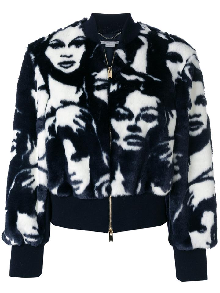 Stella Mccartney Cropped Face Print Jacket - Blue