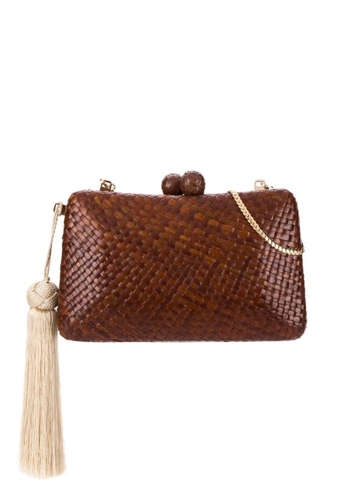 Serpui Mini Woven Clutch Bag - Brown