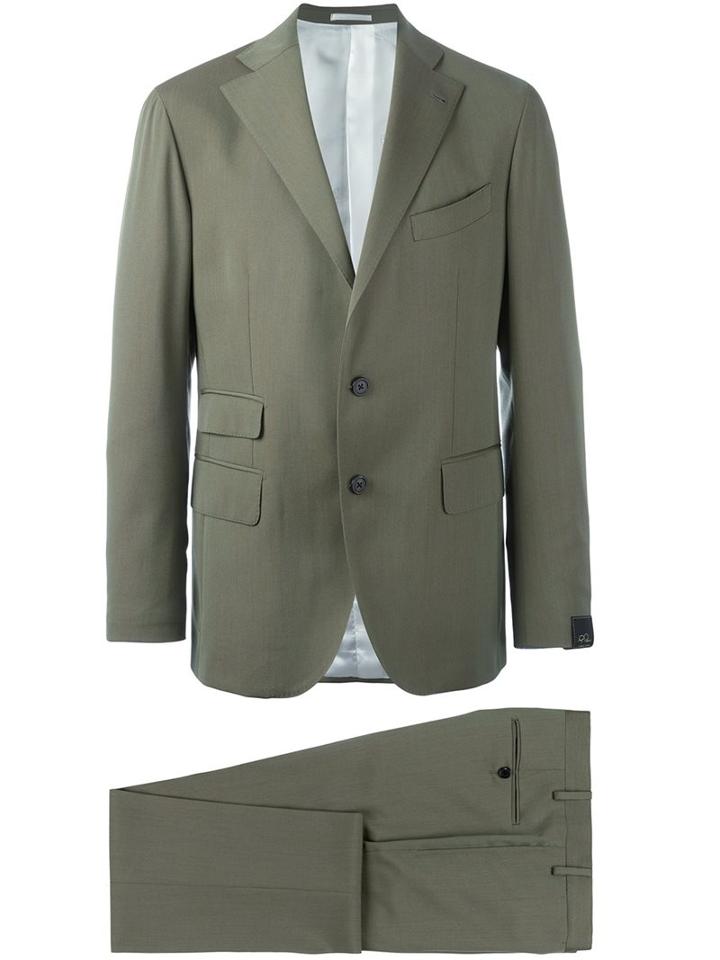 Gabriele Pasini Two Piece Suit, Men's, Size: 50, Green, Cotton/polyester/cupro/wool