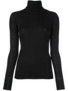 Tomas Maier Ribbed Roll Neck Knitted Blouse, Women's, Size: 6, Black, Wool
