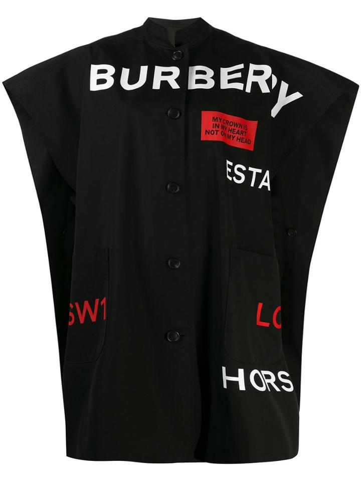 Burberry Logo Sleeveless Coat - Black