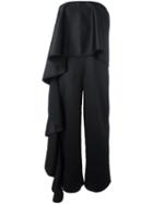 Solace - Ruffled Satin-backed Crepe Gown - Women - Polyester - 10, Women's, Black, Polyester