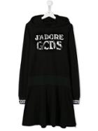 Gcds Kids Hooded Casual Dress - Black