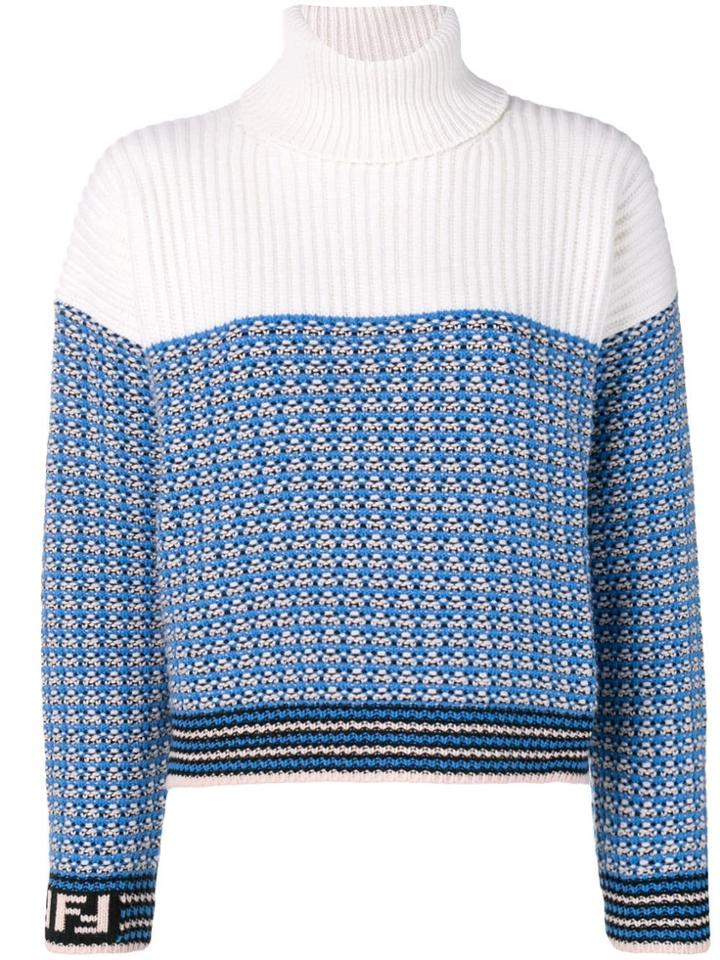 Fendi Contrast Knit Jumper - Blue