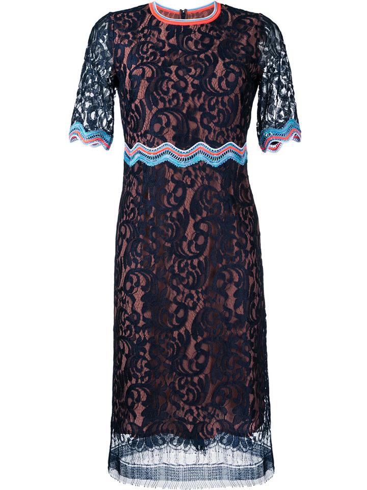 Peter Pilotto - Ric-rac Trim Lace Dress - Women - Polyamide/viscose - 8, Blue, Polyamide/viscose