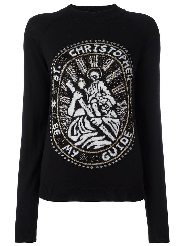 Christopher Kane - St Christopher Sweatshirt - Women - Nylon/polyester/mohair/metallic Fibre - M, Women's, Black, Nylon/polyester/mohair/metallic Fibre