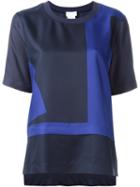 Dkny Abstract Print T-shirt, Women's, Size: Large, Blue, Silk/viscose/nylon